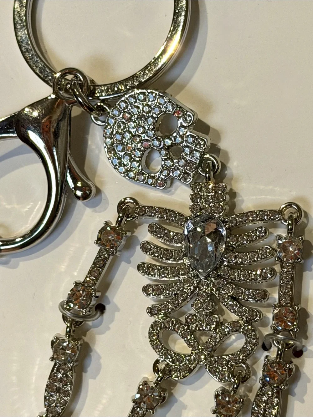 Baublebar Crystal Skeleton Keychain - Bag Charm. Silver with Rhinestones.